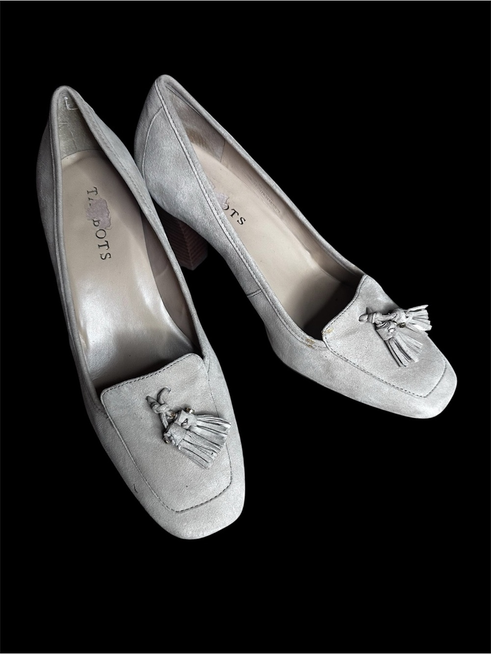 Talbots Light Taupe Suede Heeled pump with Tassel Fringe Size 8